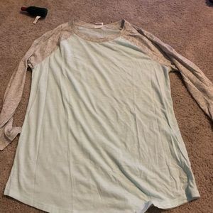 Pink Victoria’s Secret light blue and grey top